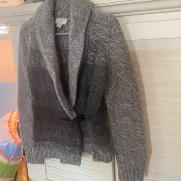 Loft Wrap Sweater with Leather Buckle Heavy, Soft Multi Gray Sz M - Picture 2 of 4
